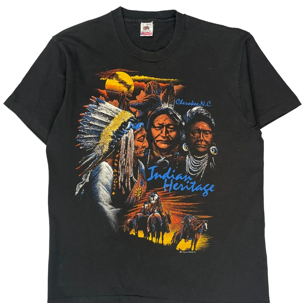 Indian Heritage Fruit Of The Loom Graphic T-Shirt - Large Black Cotton - Image 5