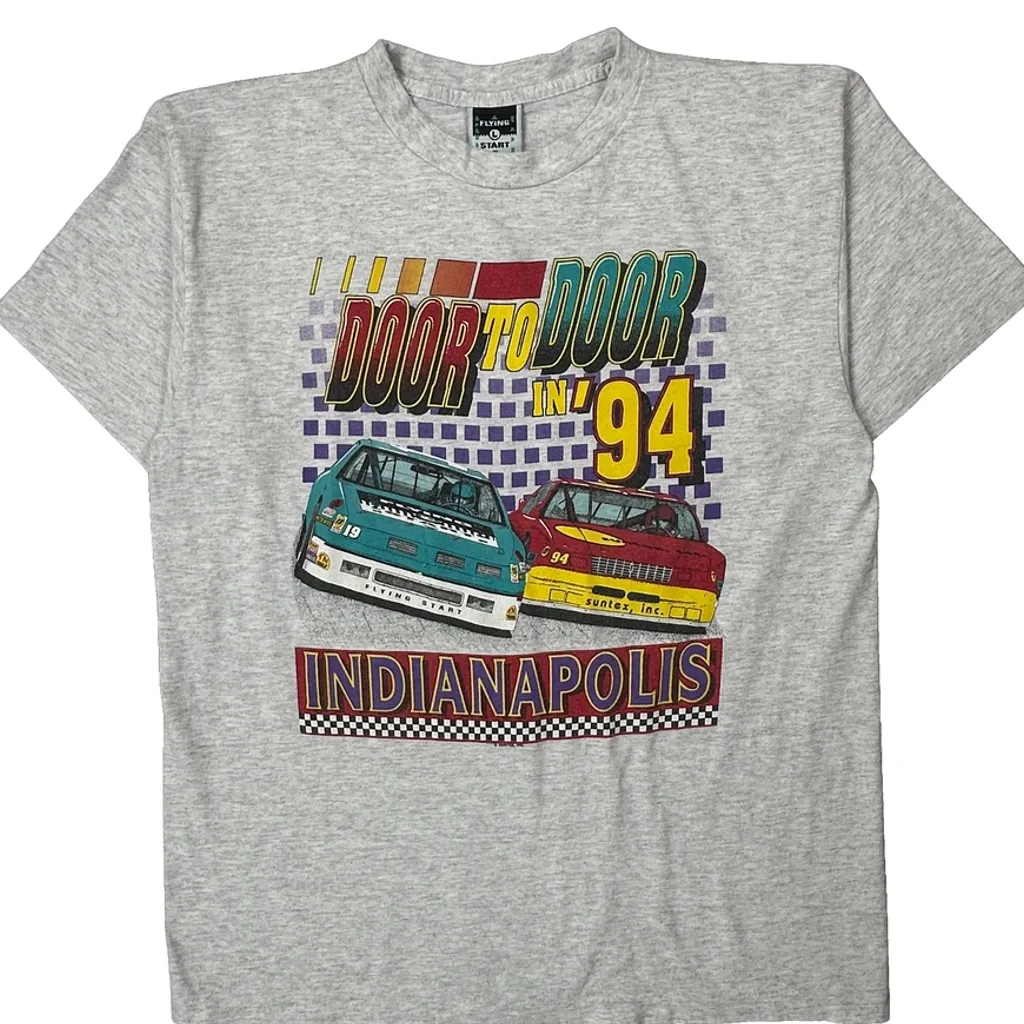 Indianapolis Flying Start Single Stitch T-Shirt - Large Grey Cotton - Image 4