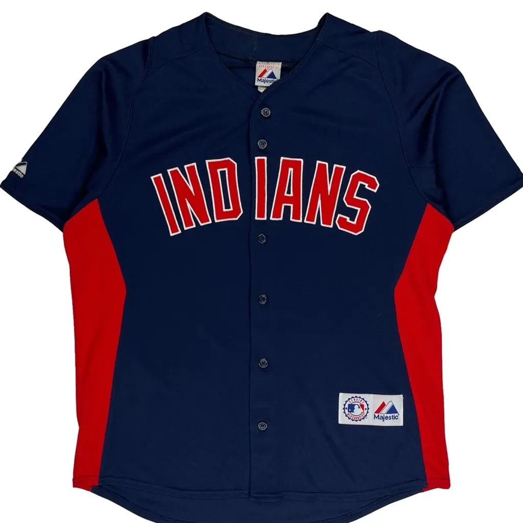Indians Majestic Mlb Jersey - Large Navy Polyester - Image 4