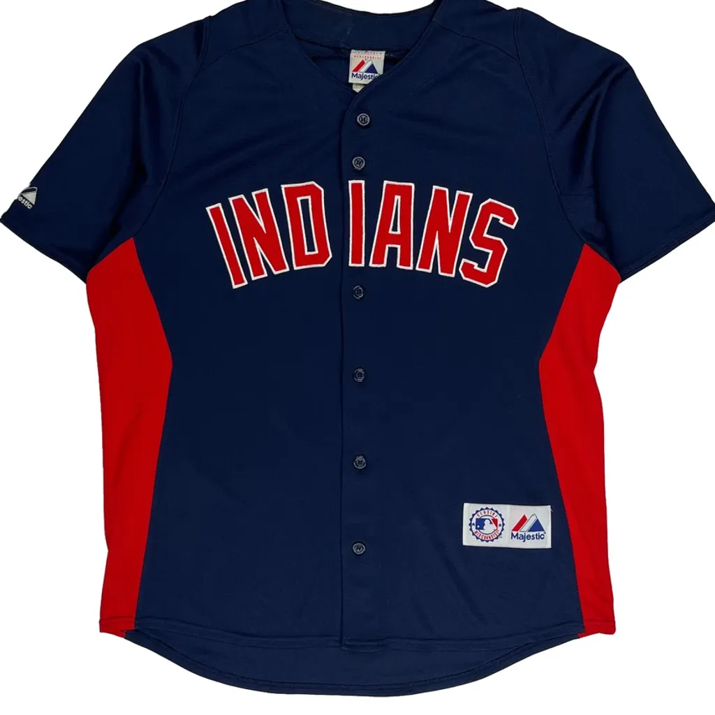 Indians Majestic Mlb Jersey - Large Navy Polyester - Image 5