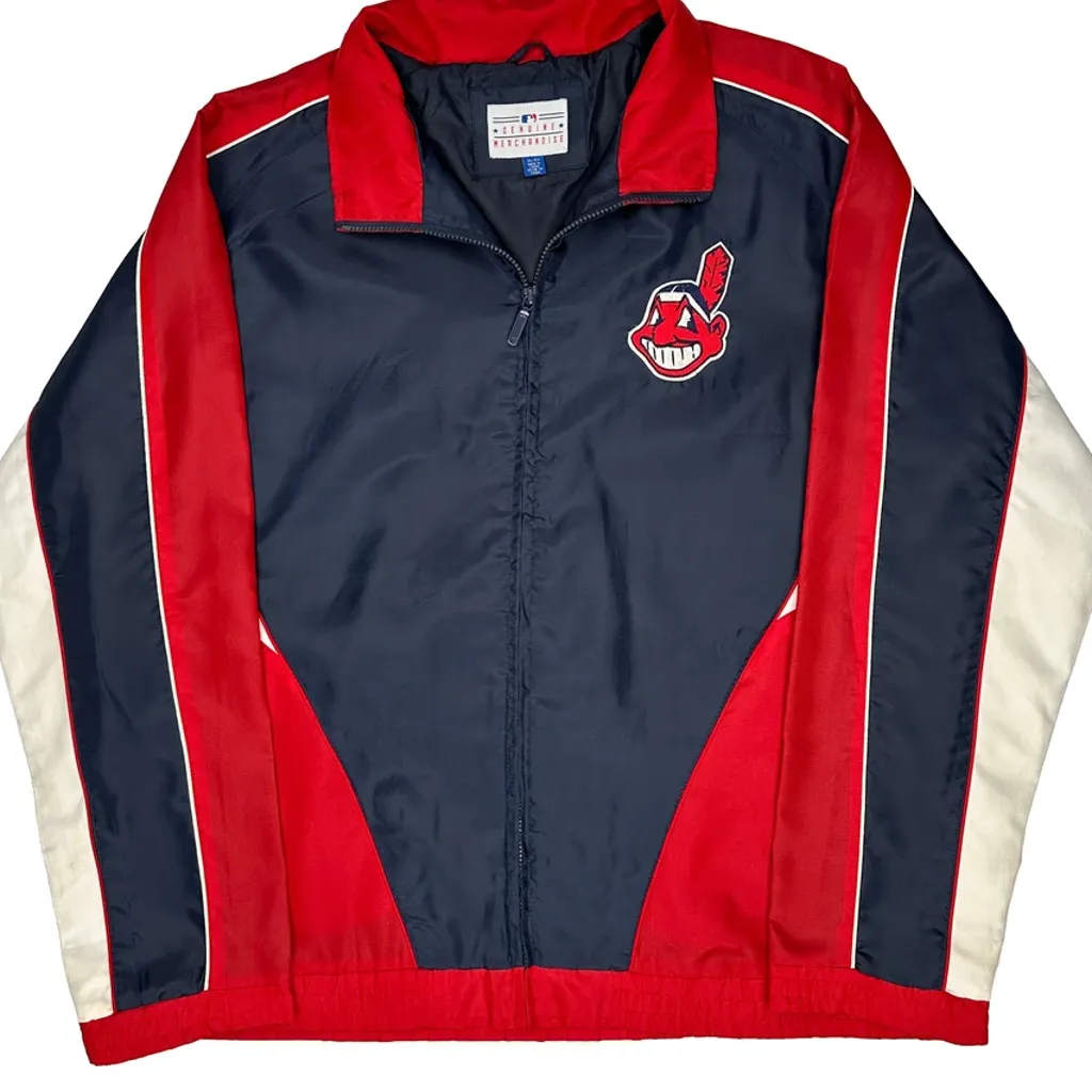 Indians Mlb Graphic Baseball Jacket - XL Navy Polyester - Image 4