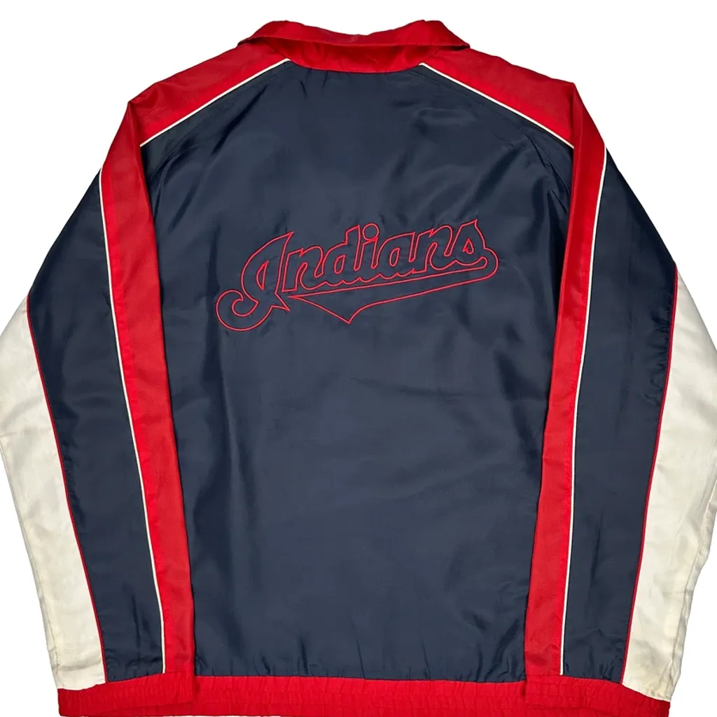 Indians Mlb Graphic Baseball Jacket - XL Navy Polyester - Image 7