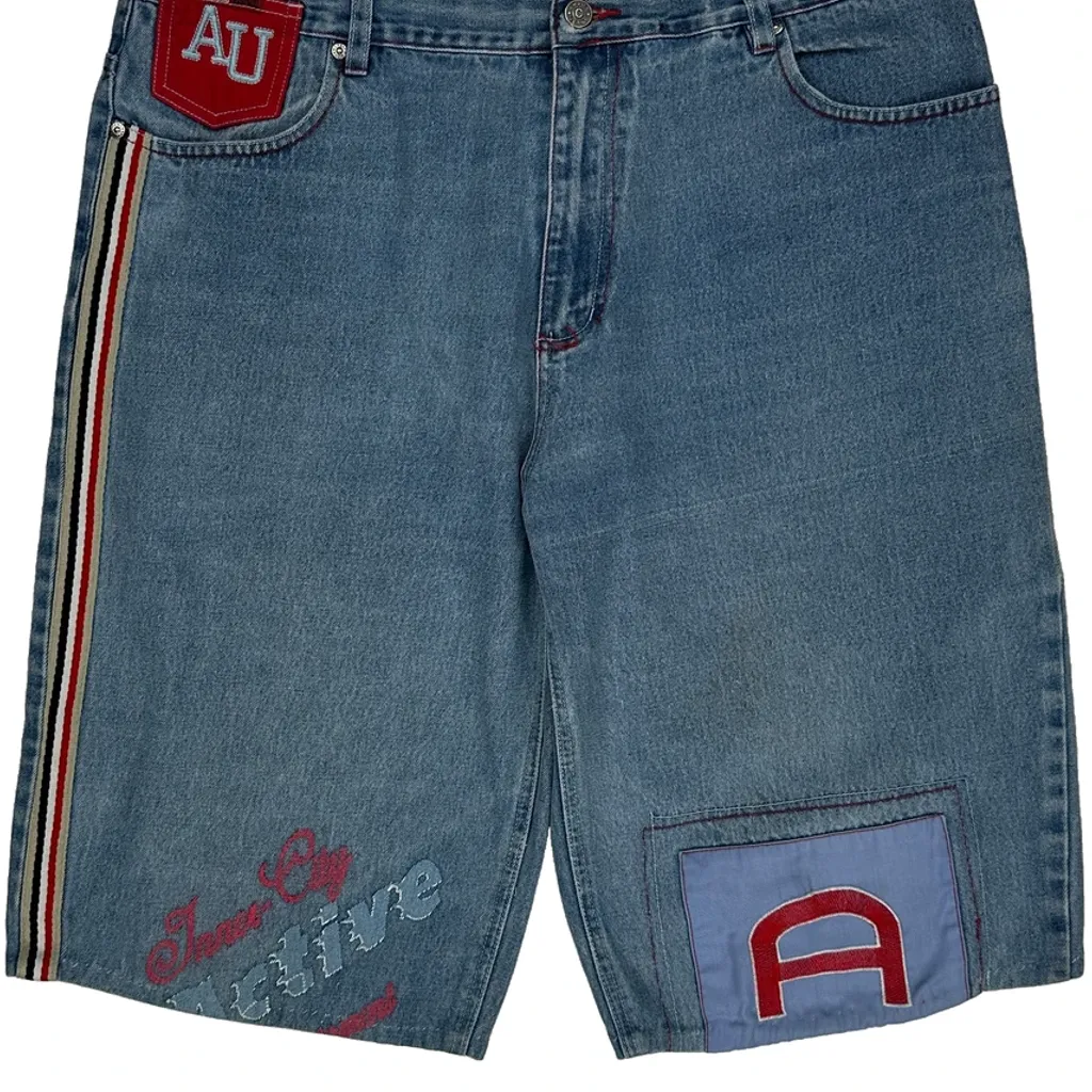 Inner City Creative Choms Graphic Denim Shorts - 40W 11L Blue Cotton - Image 10