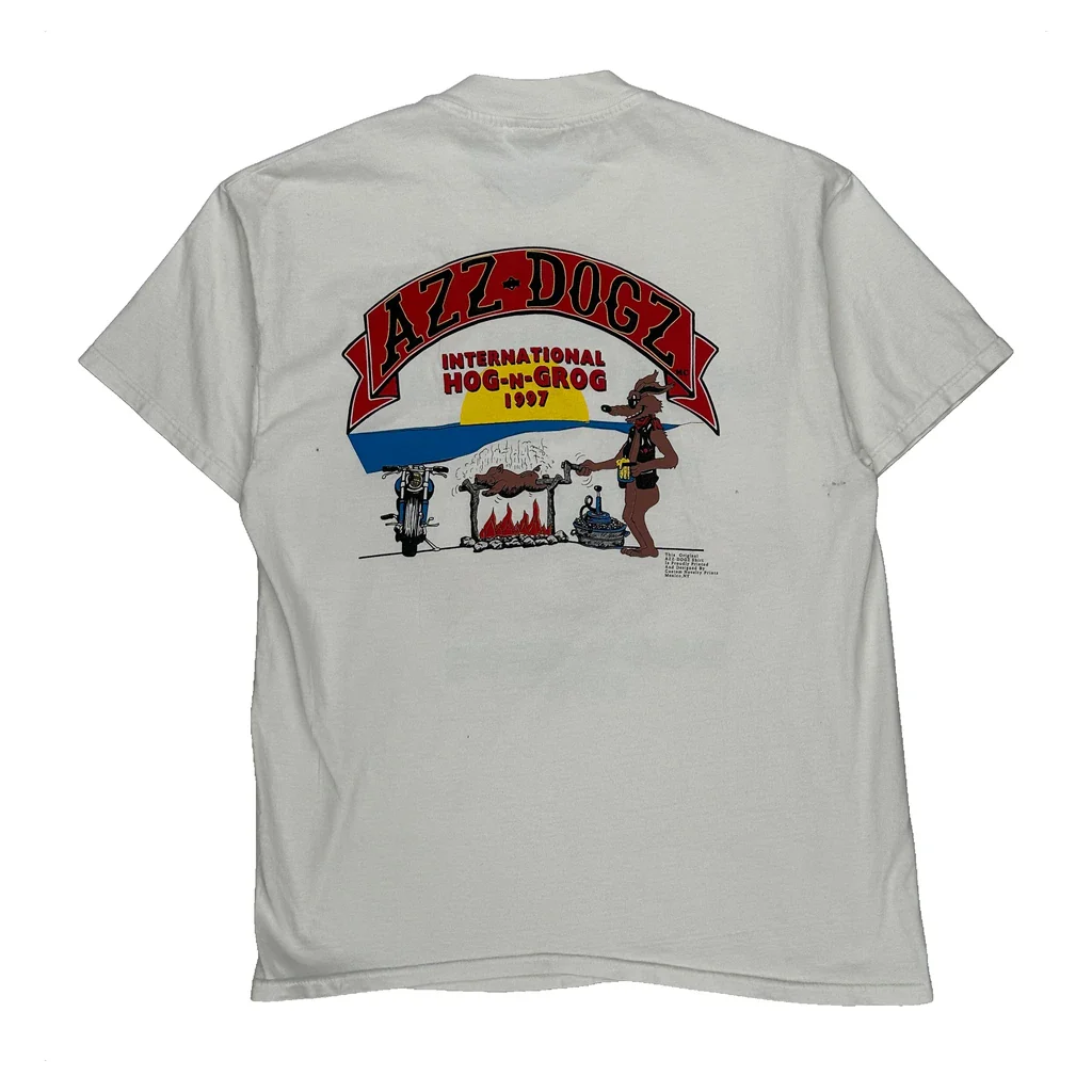 International Hog-N-Grog 1997 Hanes Graphic T-Shirt - Large White Cotton - Image 2