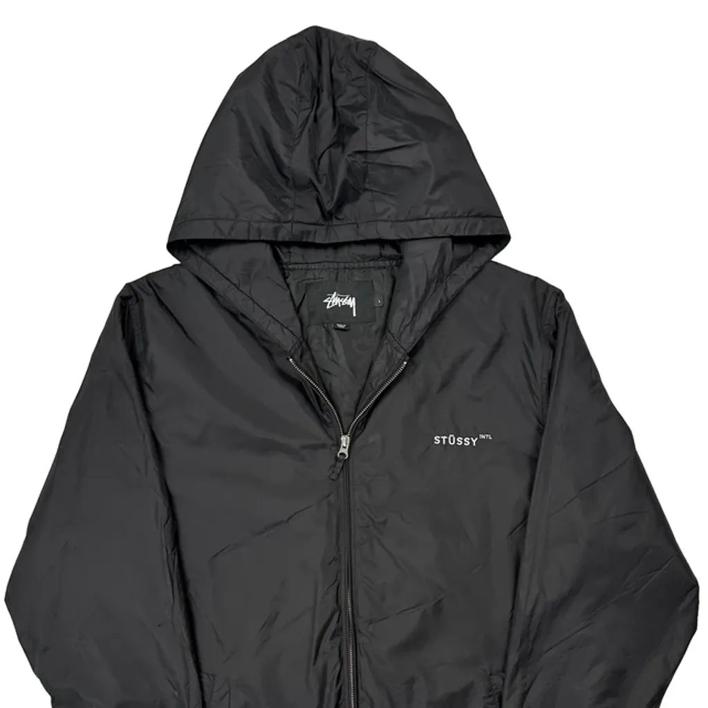 International Stussy Rain Mac Windbreaker - Large Black Polyester - Image 4