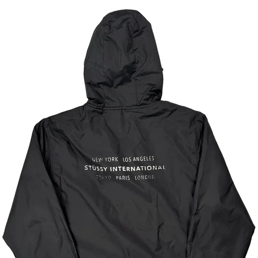 International Stussy Rain Mac Windbreaker - Large Black Polyester - Image 7