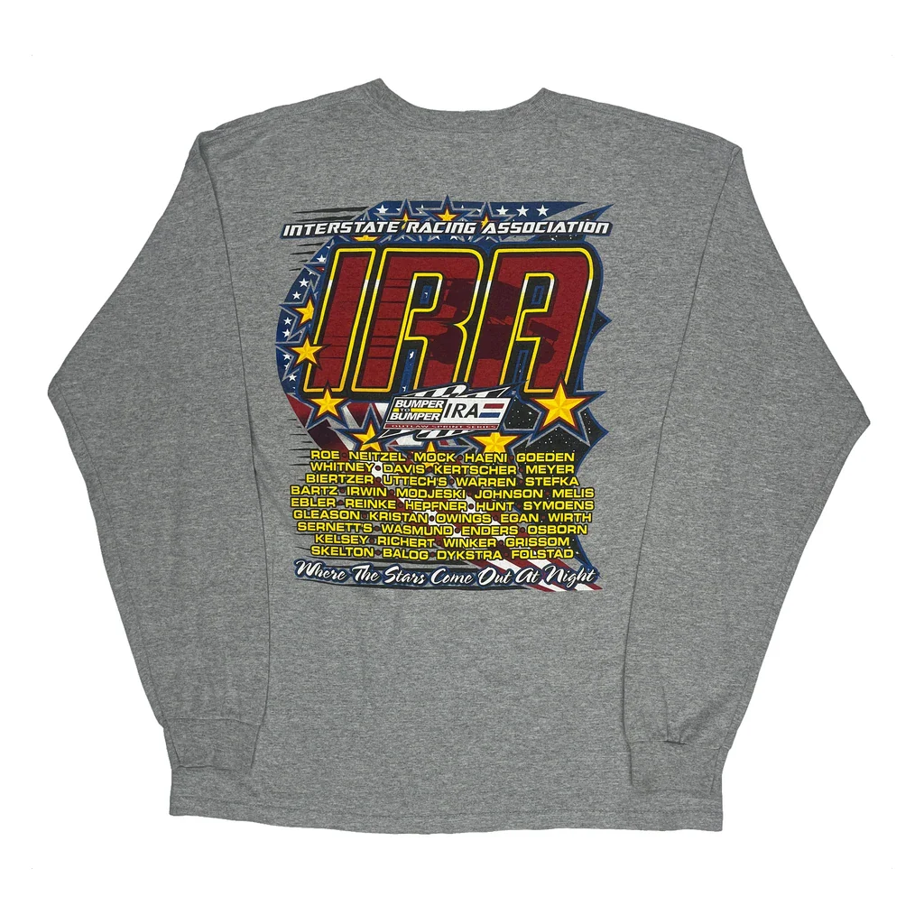 Interstate Racing Association Gildan Graphic Long Sleeve T-Shirt - XL Grey Cotton - Image 2