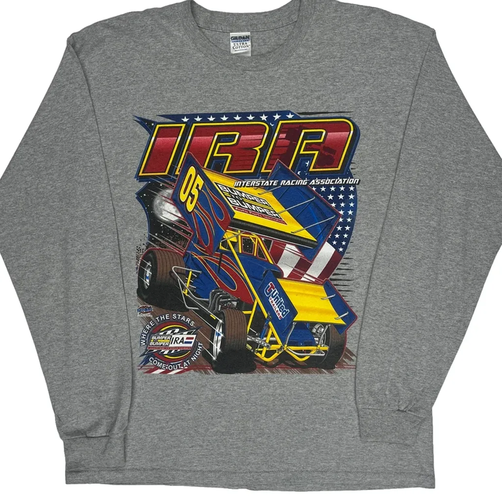 Interstate Racing Association Gildan Graphic Long Sleeve T-Shirt - XL Grey Cotton - Image 4