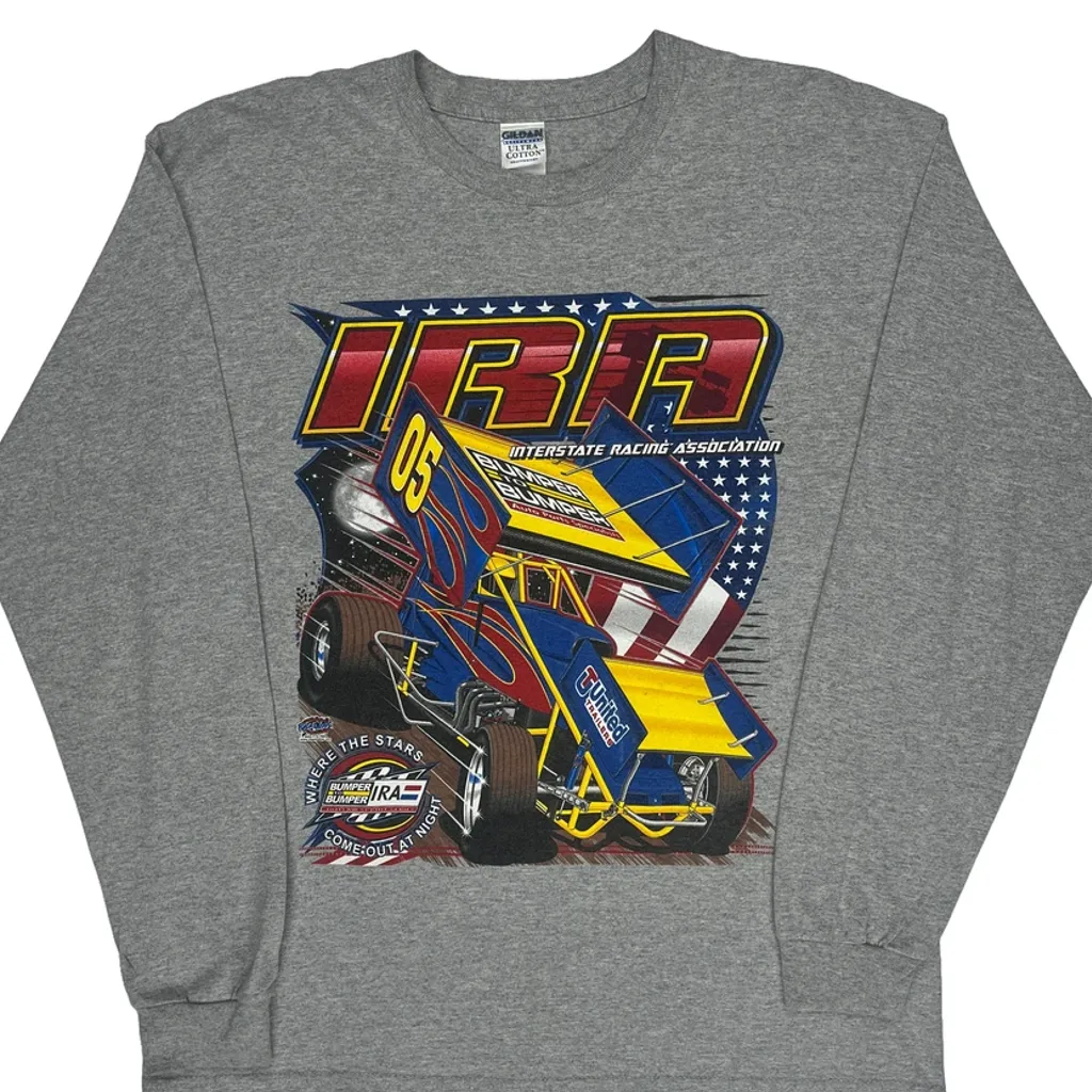 Interstate Racing Association Gildan Graphic Long Sleeve T-Shirt - XL Grey Cotton - Image 5