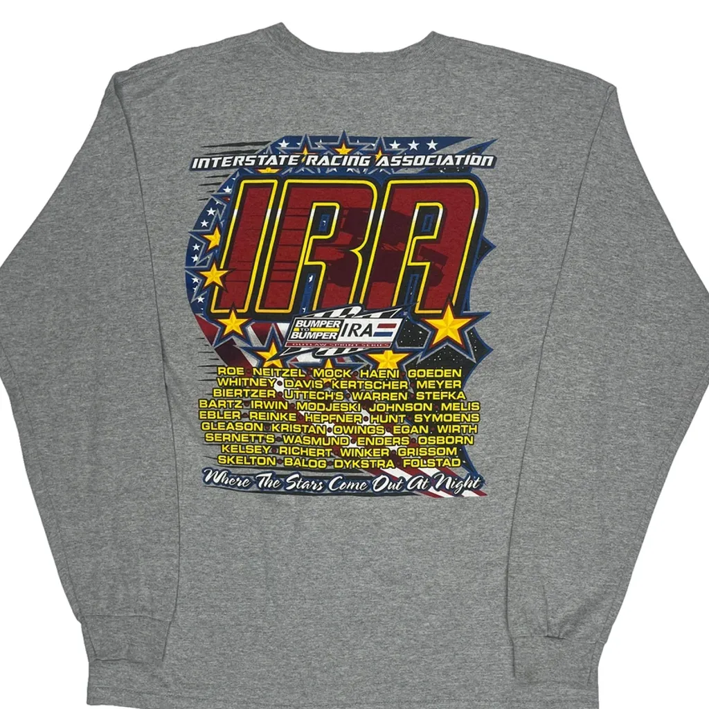 Interstate Racing Association Gildan Graphic Long Sleeve T-Shirt - XL Grey Cotton - Image 6