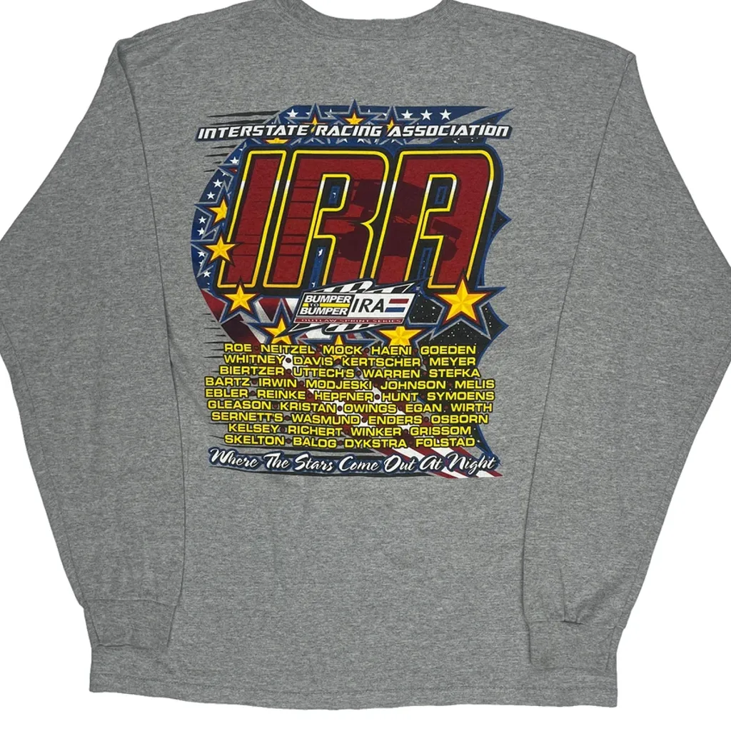 Interstate Racing Association Gildan Graphic Long Sleeve T-Shirt - XL Grey Cotton - Image 7