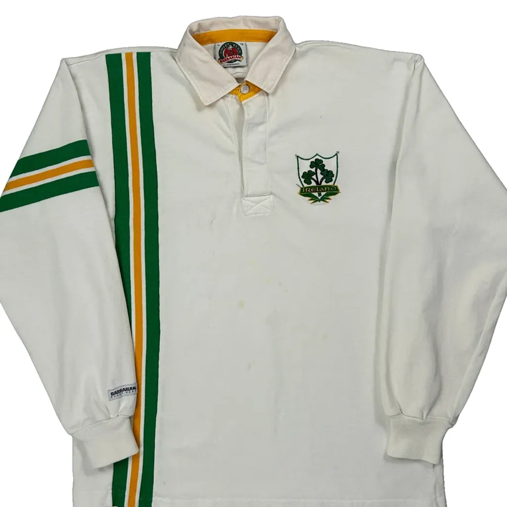 Ireland Barbarian Striped Rugby Shirt - XL White Cotton - Image 5