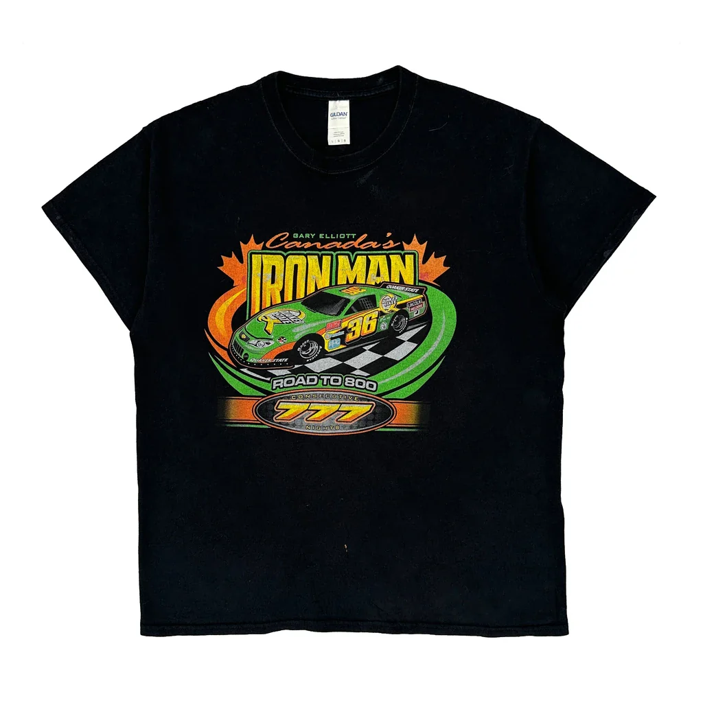 Iron Man Road To 800 Gildan Graphic T-Shirt - Large Black Cotton