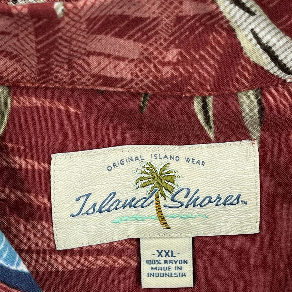 Island Shores Floral Hawaiian Shirt - 2XL Red Viscose - Image 3