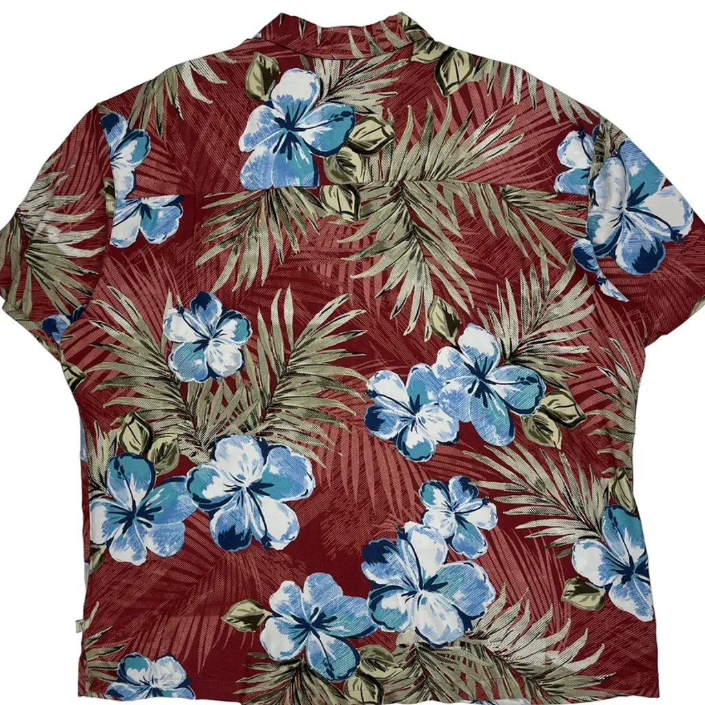 Island Shores Floral Hawaiian Shirt - 2XL Red Viscose - Image 6