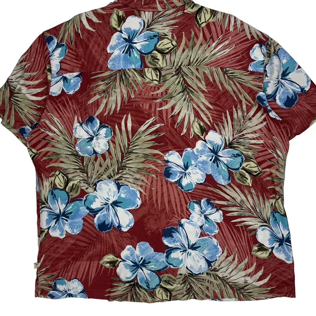 Island Shores Floral Hawaiian Shirt - 2XL Red Viscose - Image 7