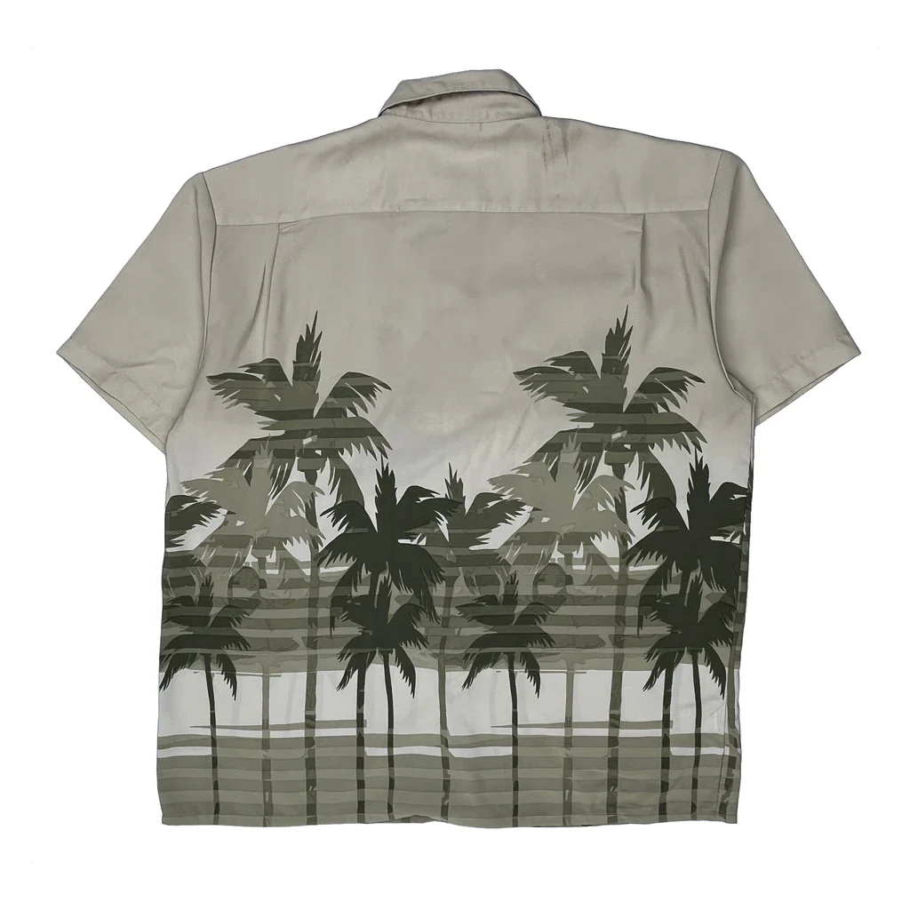 Island Tropics Graphic Hawaiian Shirt - Large Beige Polyester - Image 2