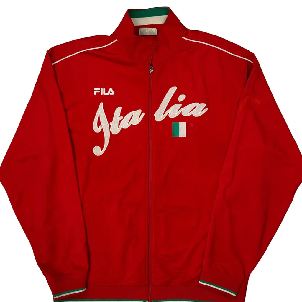 Italia Fila Spellout Track Jacket - XL Red Polyester - Image 5