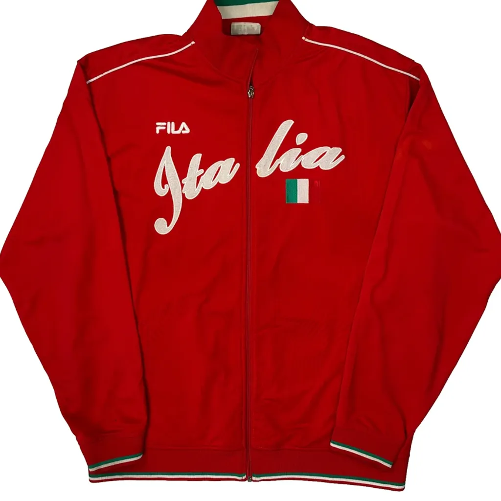 Italia Fila Spellout Track Jacket - XL Red Polyester - Image 6
