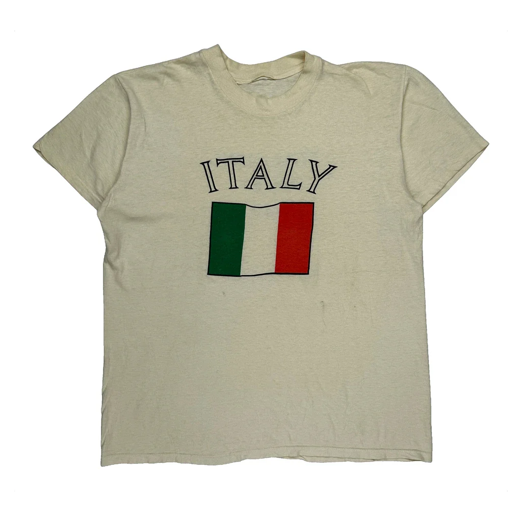 Italy Anvil Single Stitch T-Shirt - Medium Green Cotton