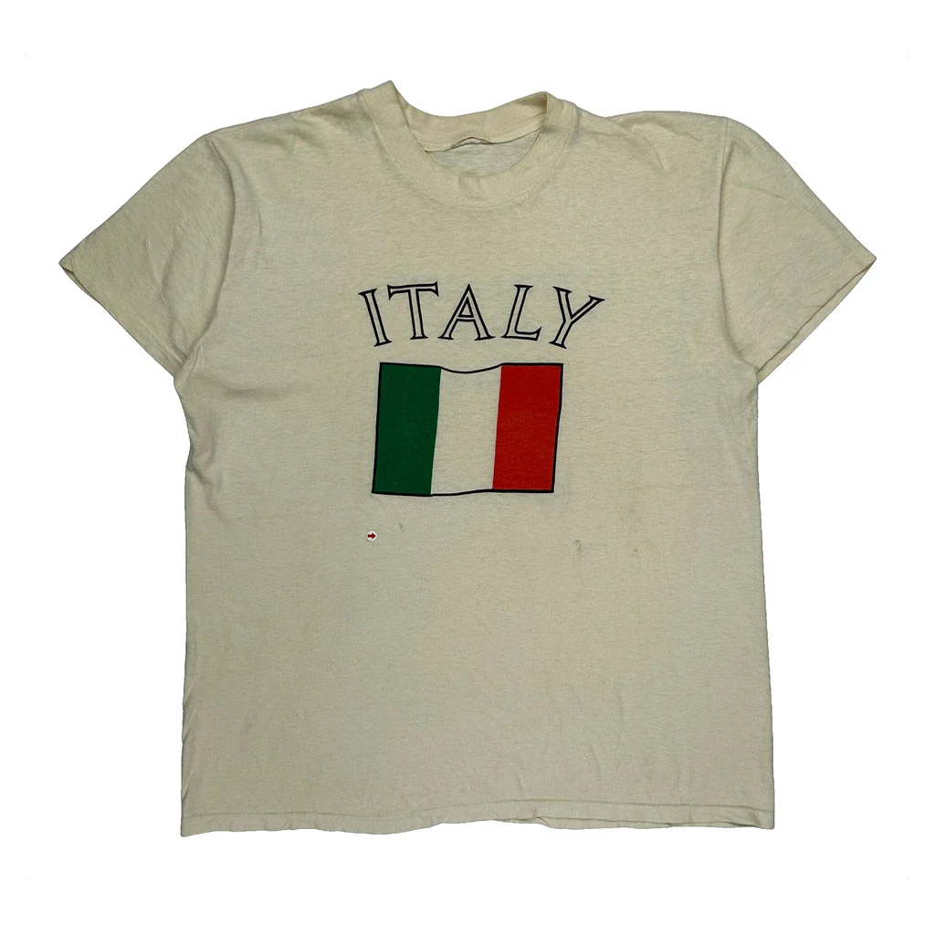 Italy Anvil Single Stitch T-Shirt - Medium Green Cotton - Image 2