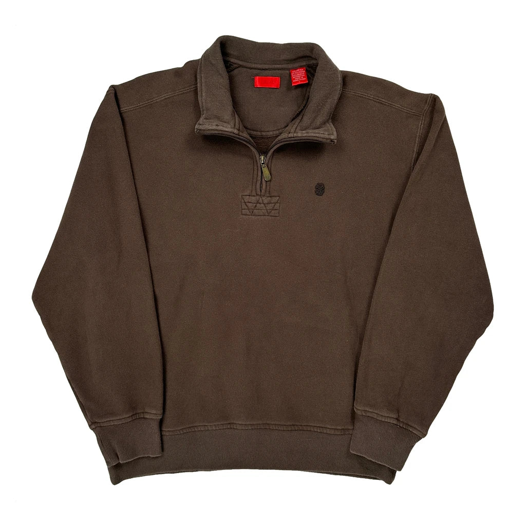 Izod 1/4 Zip - Large Brown Cotton Blend