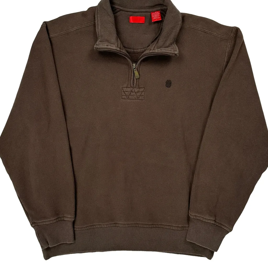 Izod 1/4 Zip - Large Brown Cotton Blend - Image 4