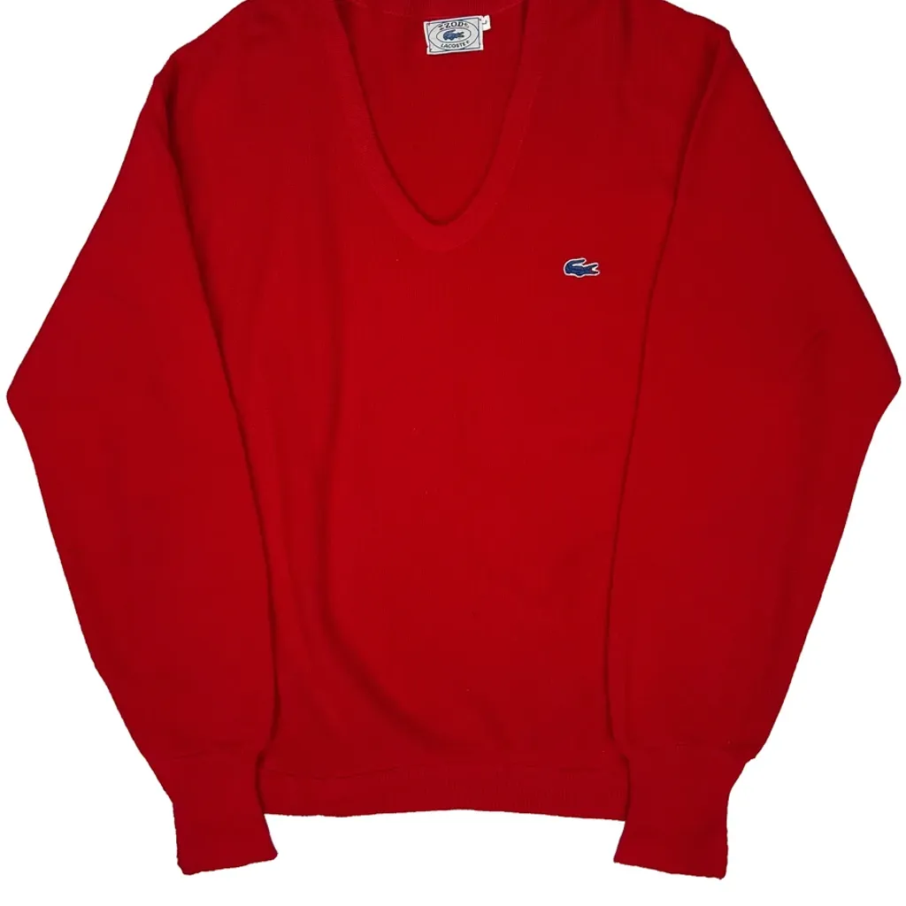 Izod V-Neck Jumper - Large Red Cotton - Image 4