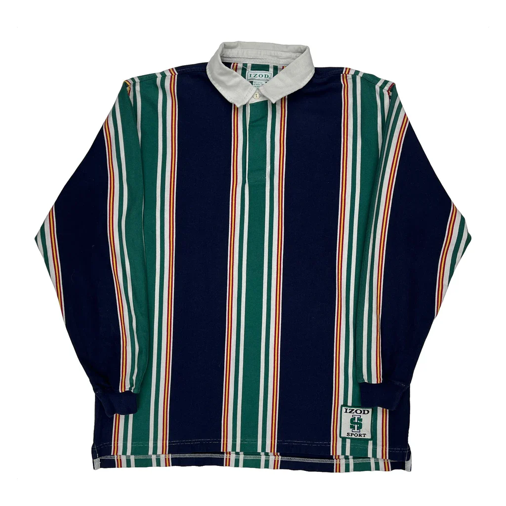 Izod Striped Rugby Shirt - XL Multicoloured Cotton