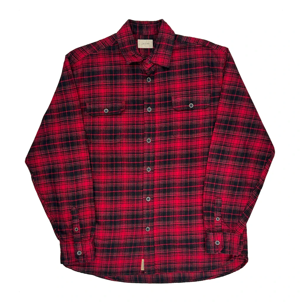 Jachs Checked Flannel Shirt - XL Red Cotton