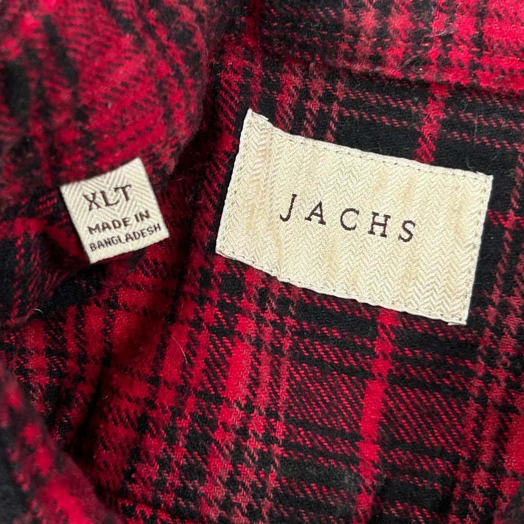 Jachs Checked Flannel Shirt - XL Red Cotton - Image 3