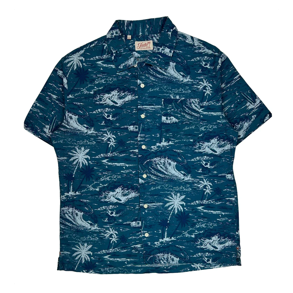 Jachs Hawaiian Shirt - Large Blue Cotton
