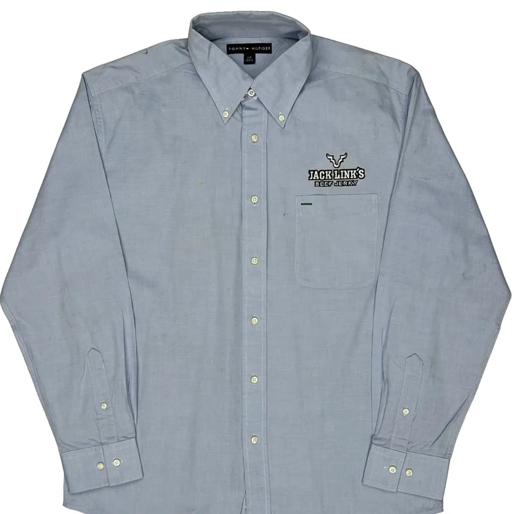 Jack Link'S Beef Jerky Logo Tommy Hilfiger Shirt - Large Blue Cotton - Image 4