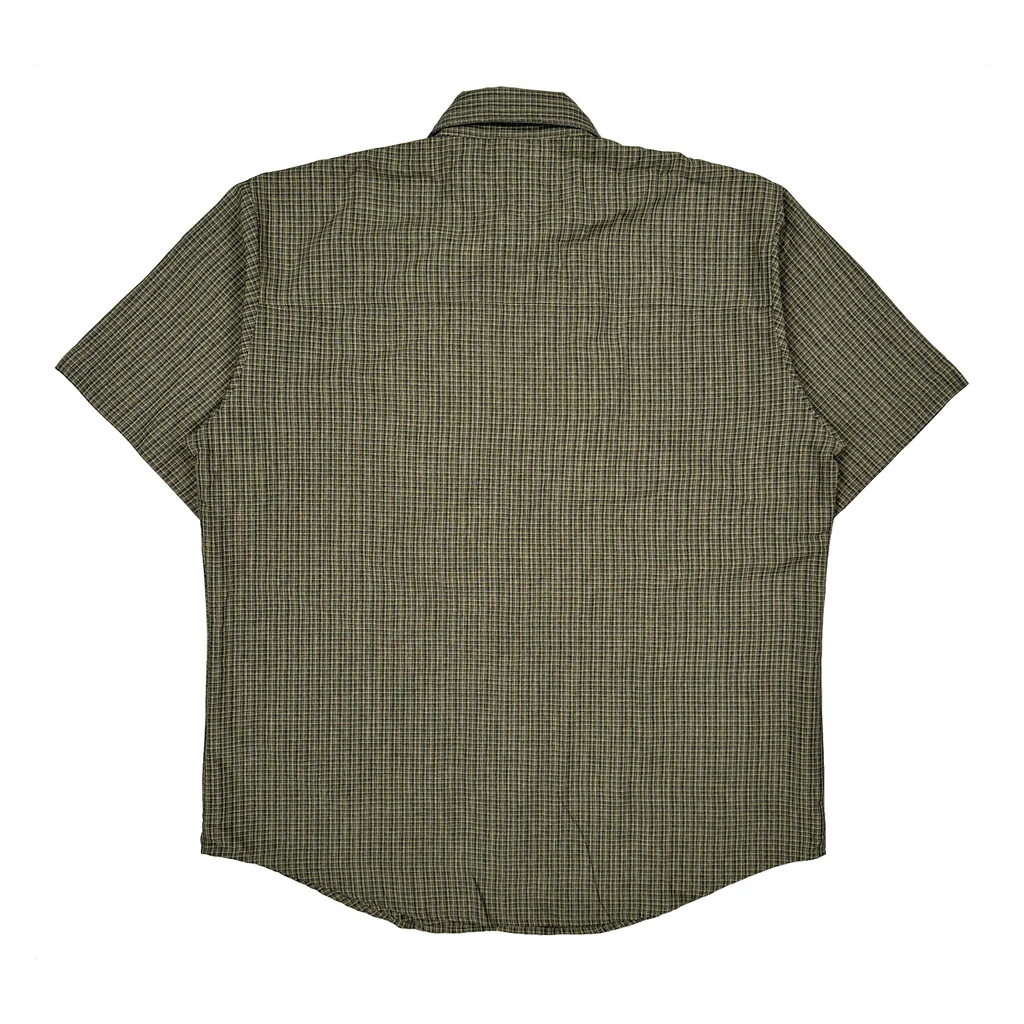 Jack Wolfskin Checked Short Sleeve Shirt - Large Green Cotton - Image 2