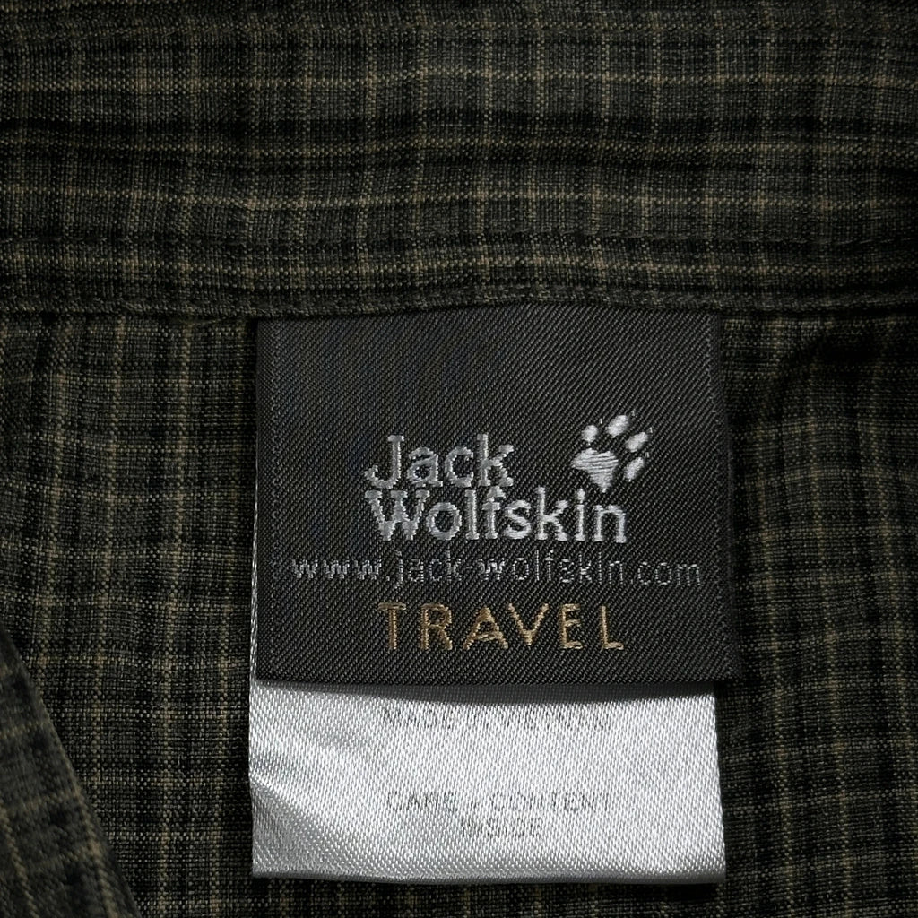 Jack Wolfskin Checked Short Sleeve Shirt - Large Green Cotton - Image 3