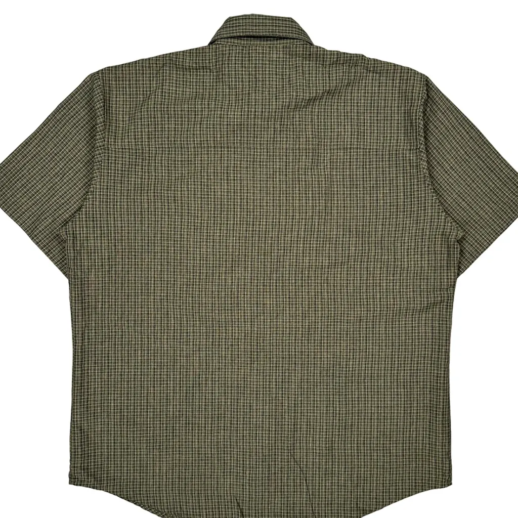 Jack Wolfskin Checked Short Sleeve Shirt - Large Green Cotton - Image 7