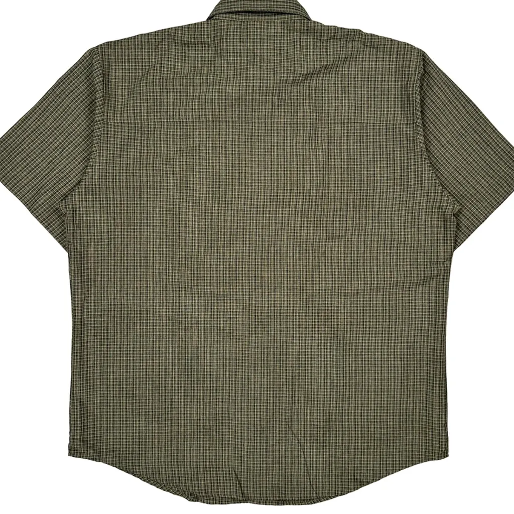Jack Wolfskin Checked Short Sleeve Shirt - Large Green Cotton - Image 8