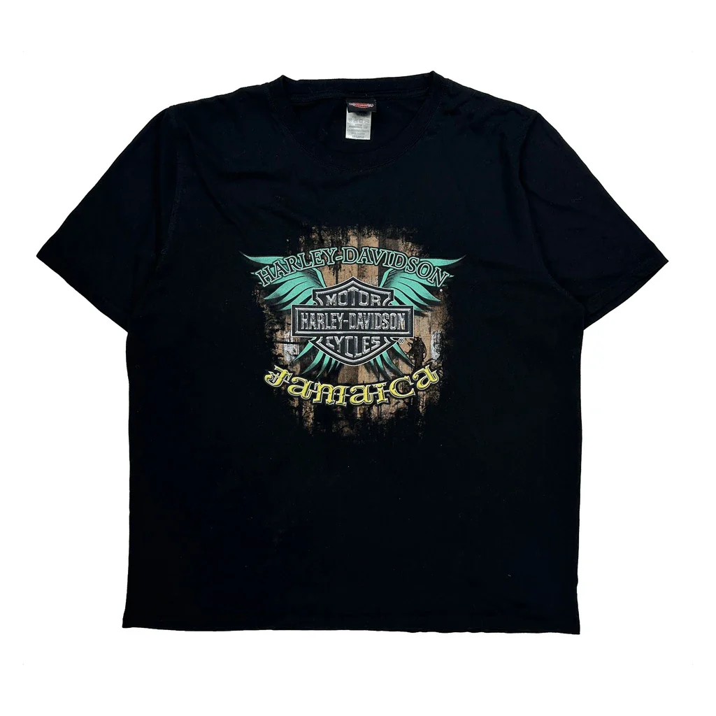 Jamaica Harley Davidson Graphic T-Shirt - 2XL Black Cotton Blend
