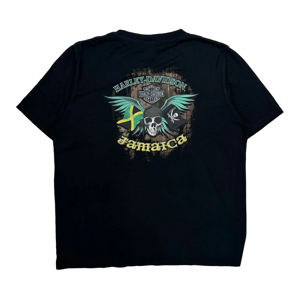 Jamaica Harley Davidson Graphic T-Shirt - 2XL Black Cotton Blend - Image 2