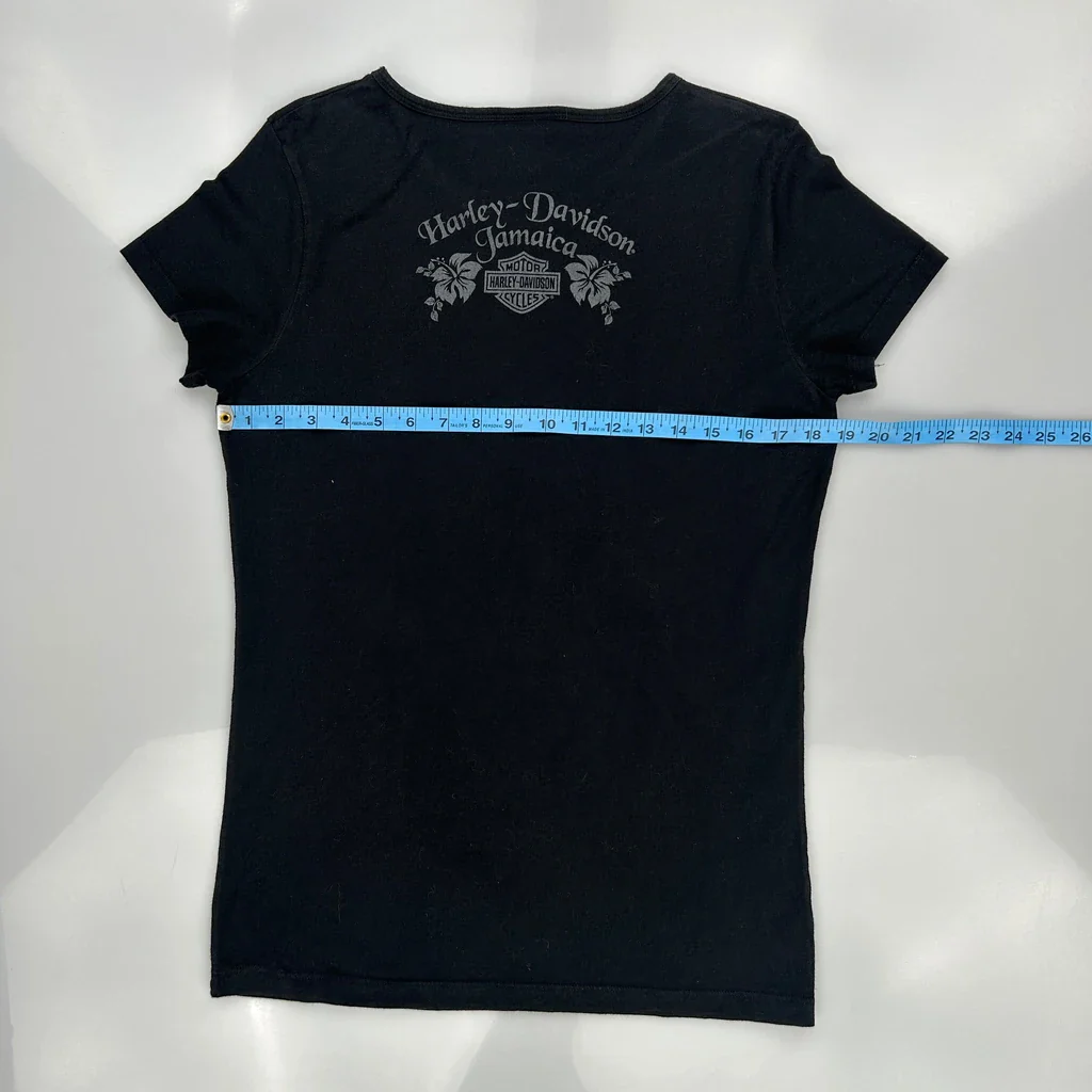 Jamaica Harley Davidson Graphic T-Shirt - Medium Black Cotton - Image 3
