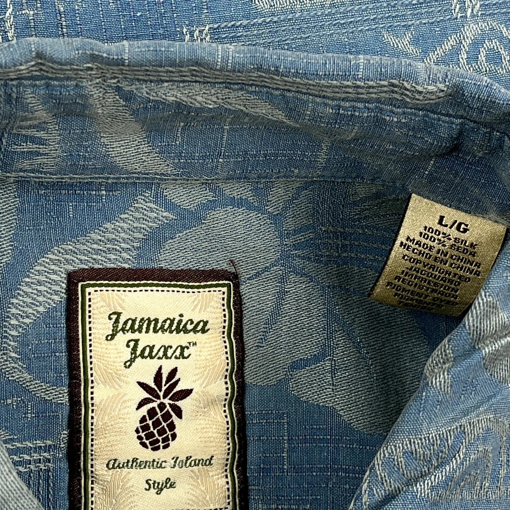 Jamaica Jaxx Floral Hawaiian Shirt - Large Blue Silk - Image 3