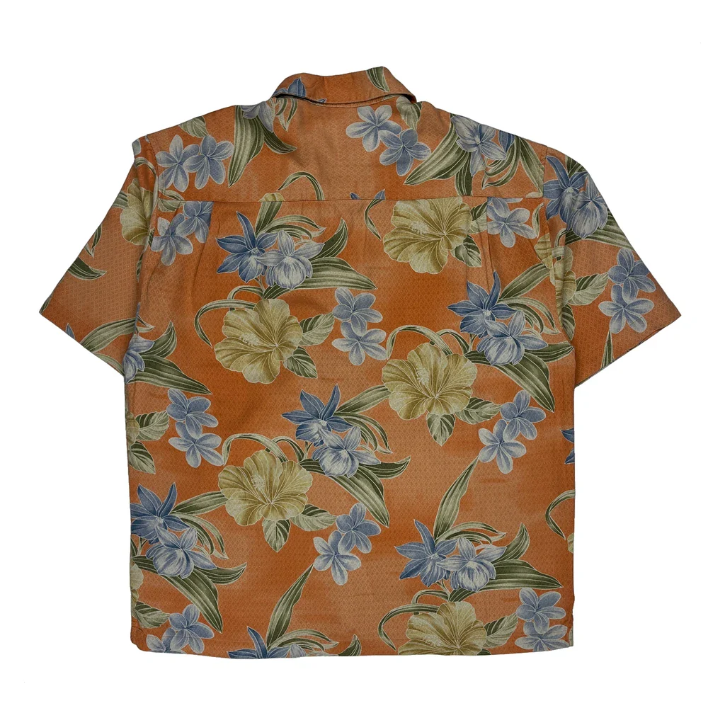 Jamaica Jaxx Floral Hawaiian Shirt - Large Orange Silk - Image 2