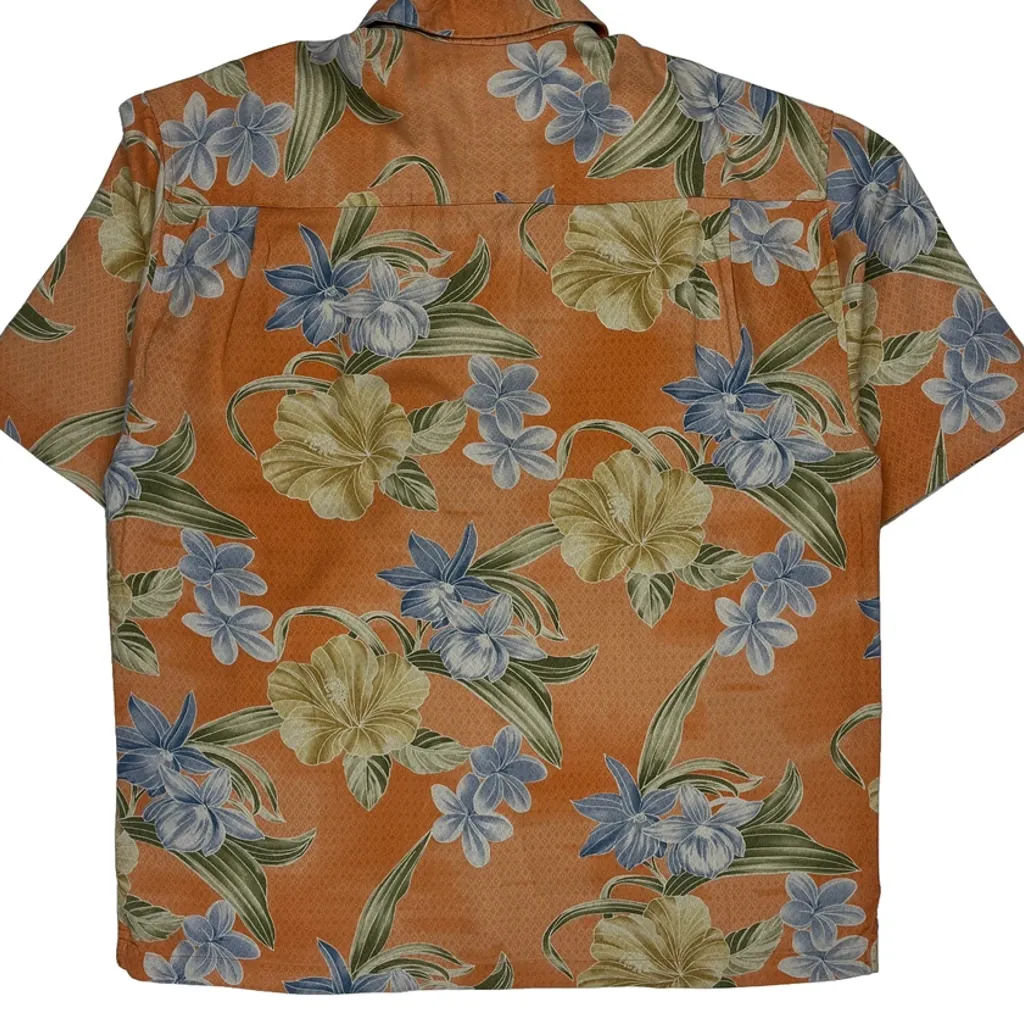 Jamaica Jaxx Floral Hawaiian Shirt - Large Orange Silk - Image 6