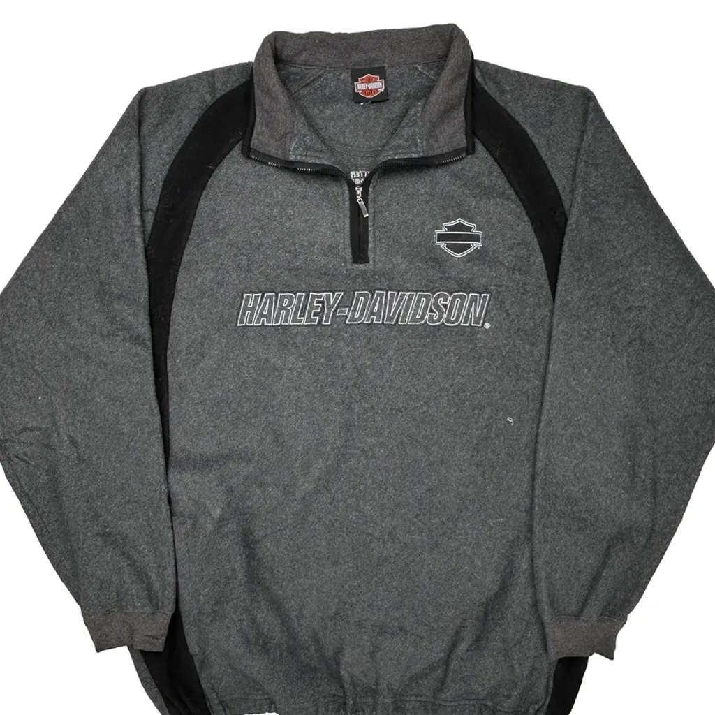 Janesville, Wi Harley Davidson 1/4 Zip - 2XL Grey Polyester - Image 5