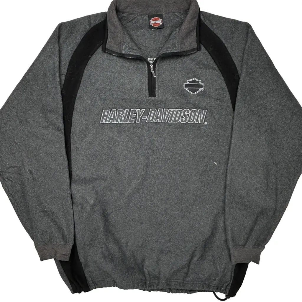 Janesville, Wi Harley Davidson 1/4 Zip - 2XL Grey Polyester - Image 6