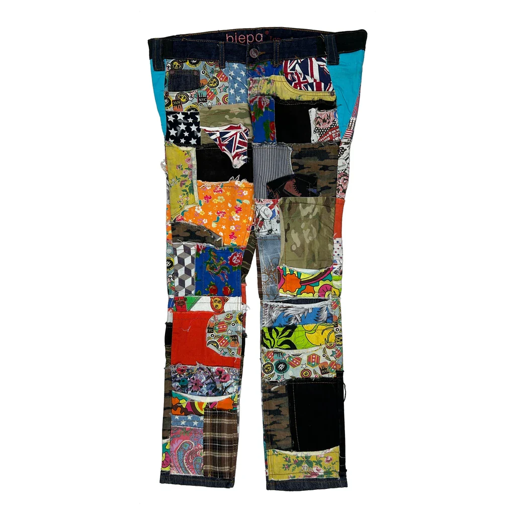 Japanese Patchwork Biepa Jeans - 36W 32L Multicoloured Cotton - Image 2