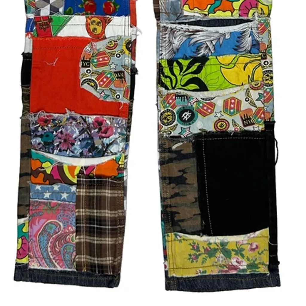 Japanese Patchwork Biepa Jeans - 36W 32L Multicoloured Cotton - Image 8