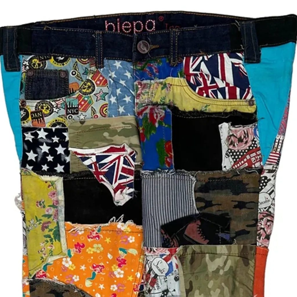 Japanese Patchwork Biepa Jeans - 36W 32L Multicoloured Cotton - Image 9