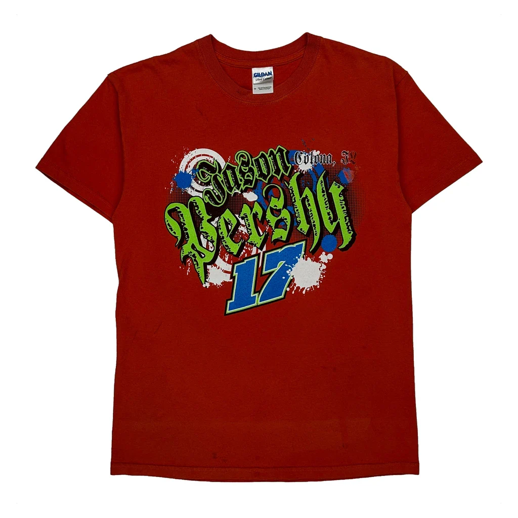 Jason Pershy 17 Gildan Graphic T-Shirt - Medium Red Cotton