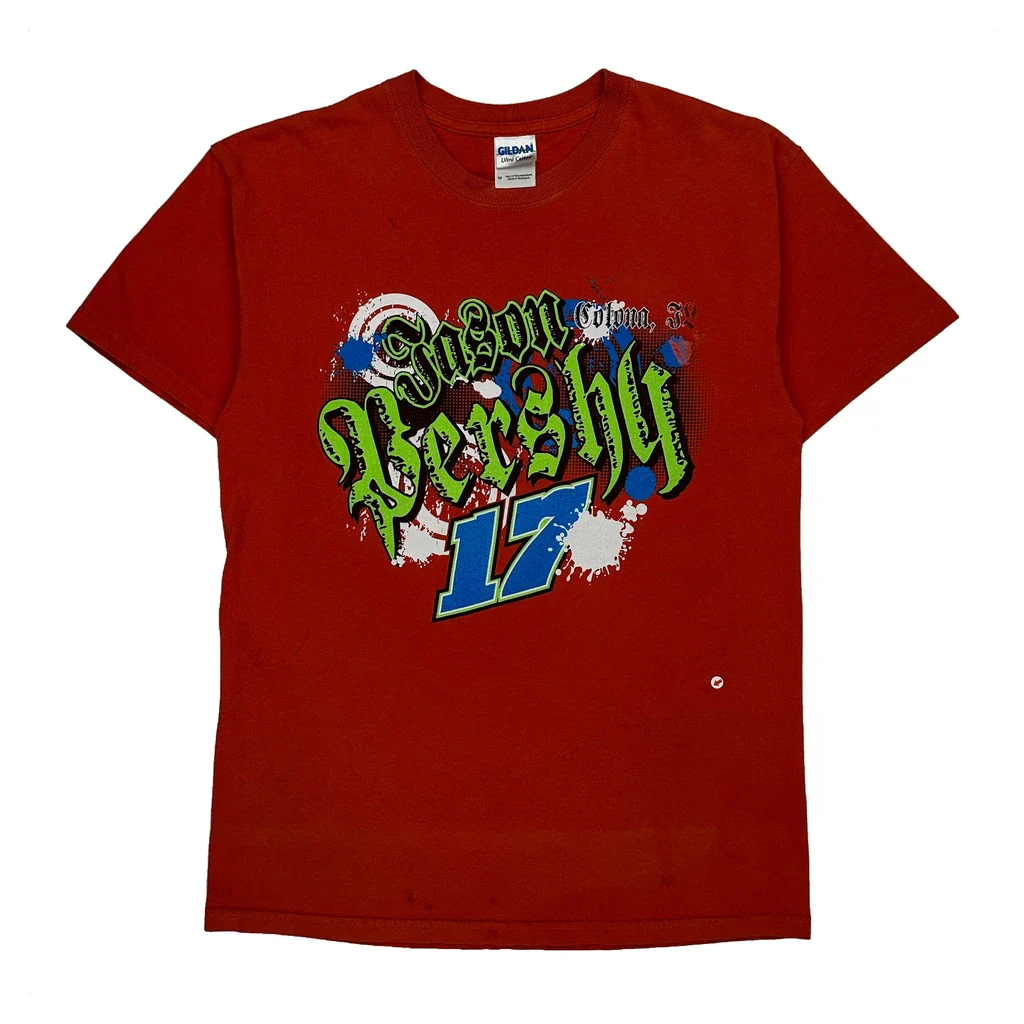 Jason Pershy 17 Gildan Graphic T-Shirt - Medium Red Cotton - Image 2